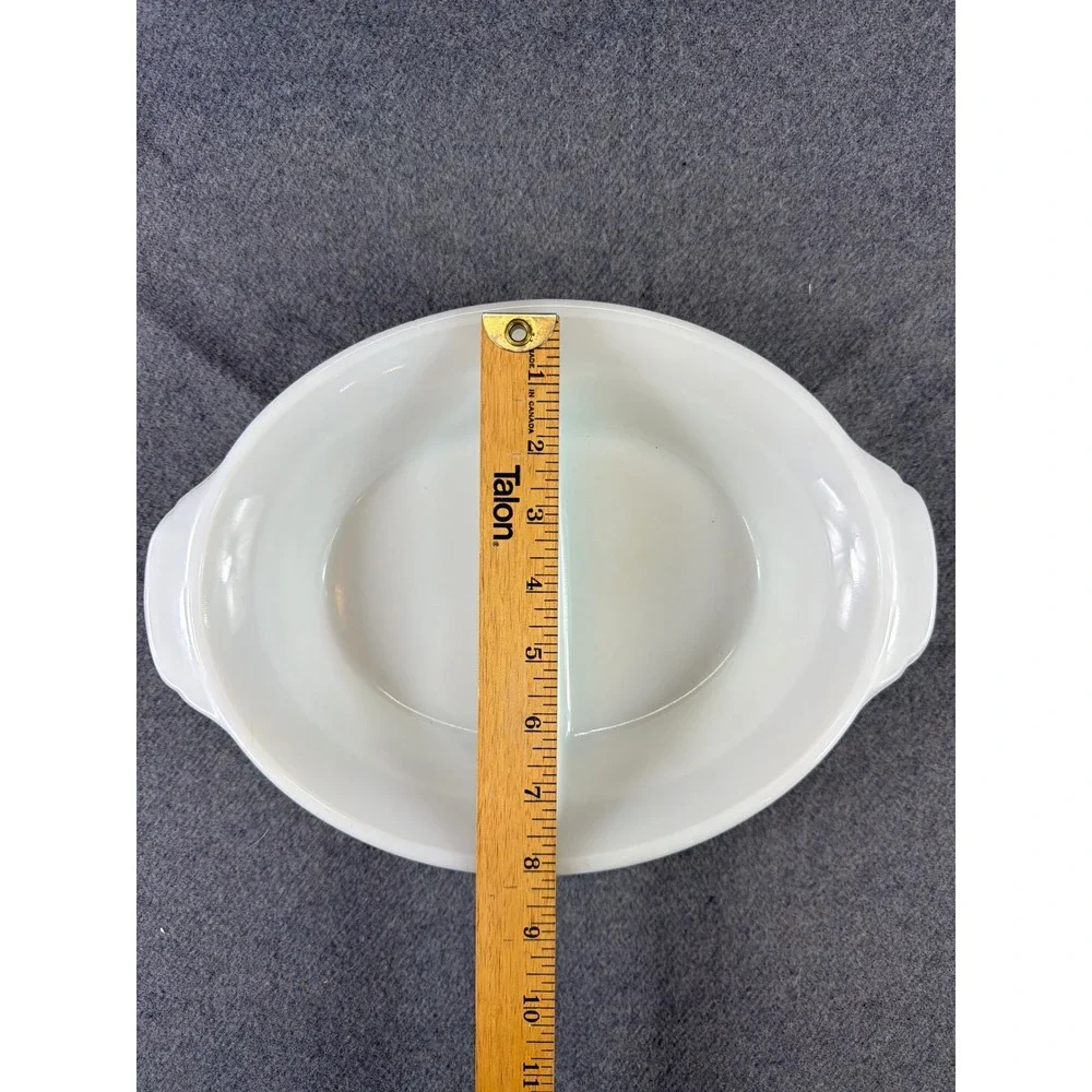 Fire-King Divided‎ Serving Dish Unisex OS White Milk Glass Oval Tab Handle #468